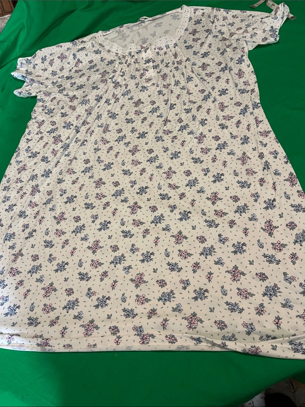 Catherine Malandrino White Floral Pleated Blouse with Pink and Blue Flowers